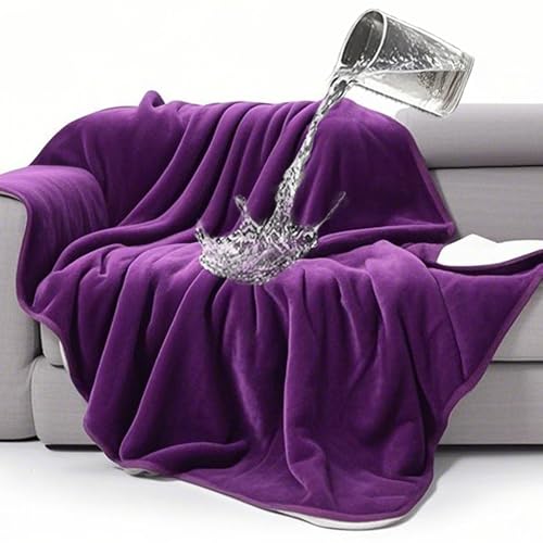 gogobunny Waterproof Bed Blanket, Reversible Sherpa Fleece Throw Blanket for Dog Puppy Cat, Furniture Cover Protects Bed Couch Sofa from Liquid Pee and Pet Fur (Dark Purple, 50x60 inches) - color: Dark Purple, size: 50x60 inches