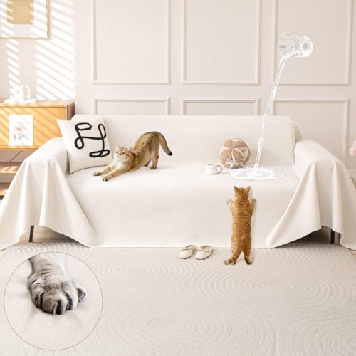 Waterproof Couch Covers for Pets, Couch Protector from Cat Claws, Washable Sofa Covers for 2-3 Cushion Couch, Sectional L Shaped Slipcover Loveseat Furniture Protector for Dogs, 71"x134", White - color: Waterproof White, size: 71" x 134"