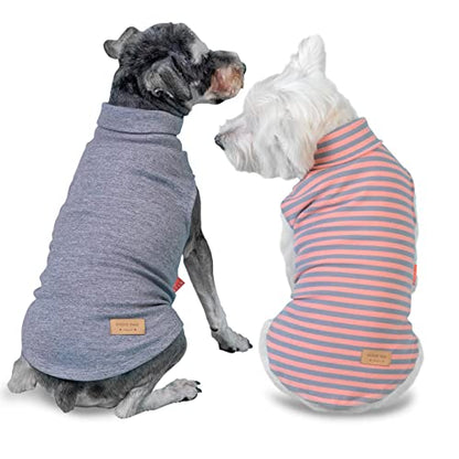 KYEESE 2Pack Dog Sweater Warm Pets Clothes Stretchy Pet Sweatshirt Pullover Small Pets Sweaters Soft Dogs Clothes Turtleneck Pet Coats Dog Sweaters for Small Dogs Girl - color: 3# Stripe+Grey, size: Small (4-7lbs)