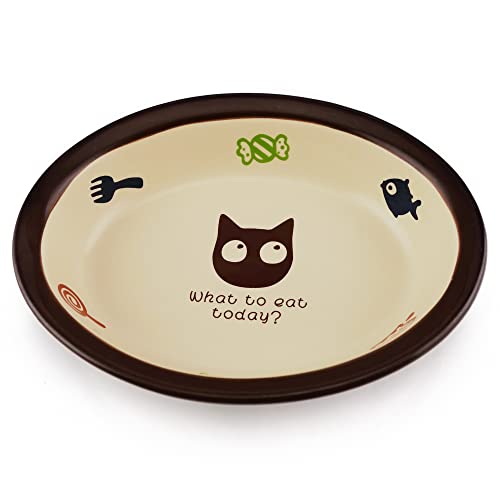 TTCAT Oval Ceramic Cat Food Bowl,Cute Dish,Small Pet Feeding Dishes for Cat,Kitten,Dishwasher Safe. - color: Oval bowl