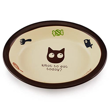 TTCAT Oval Ceramic Cat Food Bowl,Cute Dish,Small Pet Feeding Dishes for Cat,Kitten,Dishwasher Safe. - color: Oval bowl