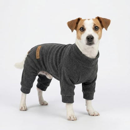 Fitwarm 2 Pack Lightweight Fleece Dog Pajamas, Warm Winter Clothes for Small Dogs Boy Girl, Cozy Pet Onesie with Feet, Dark Gray, Light Gray, Small - color: Gray, size: Small
