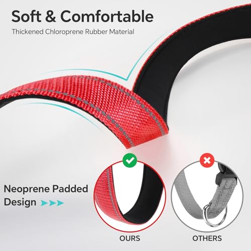 Reflective Dog Collar with Quick Release Buckle - Metal Ring - Adjustable Soft Neoprene Padded Basic Dog Collar for Small Medium Large Dogs (Red, Small :Width 1",Neck 11.8-15.7") - color: Red, size: Small