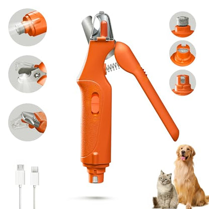 CATPICK 2-in-1 Cat Nail Clippers & Dog Nail Clippers Trimmers for Large Medium Small Dogs Cats Claw Trimmer Quick Sensor and Safety Guard USB Rechargeable with 2 LED Lights Dogs Nail Trimmer - color: Orange 6th Generation