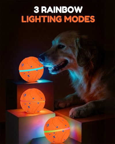 osou Smart Interactive Dog Toys, Automatic Moving Rolling Bouncing Dog Ball for Medium & Large Dog Breeds, E-TPU Durable & Waterproof, with Irregular Motion to Encourage Active Play - color: Orange