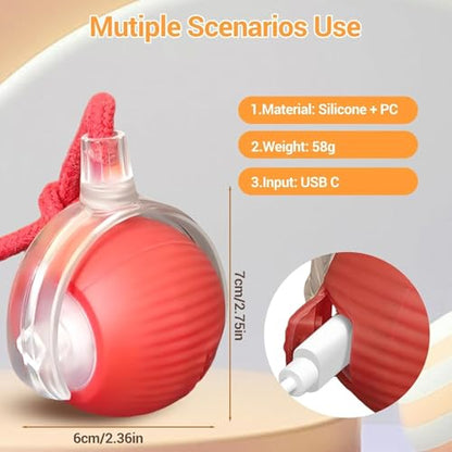 Interactive Cat Toys for Indoor Cats, USB Rechargeable Self-Moving Ball with Tail, Automatic Rolling Ball with 3 Modes, Touch Activated,