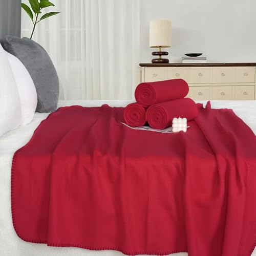 ZYFZCYBL Fleece Throw Blanket Blankets Bulk 6 Pack Soft Lightweight for Cozy Polar Fleece 50 x 60 Solid Pet-Friendly Colorful Bed Sofa Couch Fleece Fabric Travel Wedding Gift（Wine Red） - color: Wine Red