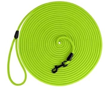 Rope Pro Training Dog Collar Braided No Pull Quick Release Round Lead Collars for Dogs Small Medium Large Puppy (30 FT Leash, Neon Green) - color: Neon Green