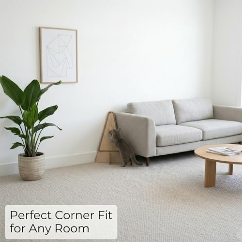 Corner Cat Scratcher–26in Tall Cat Scratching Post, Space Saving Leaning Cat Tree Protects Furniture, Multi-Level Solid Wood with Natural Sisal, Wall Corner Cat Scratch Post for Indoor Cats