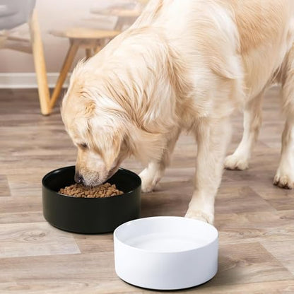 YINGFAN Dog Bowls Heavy Duty Ceramic Dog Bowls Non-Slip Ceramic Basic Bowl for Dogs (28 oz) - color: White