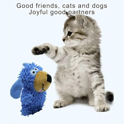 Interaction Squeaky Dog Chew Toy Soft Velveted Mop Cloth Texture for Gentle Teeth Protections and Indoor Entertainment - Blue - color: Blue