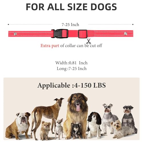 Collar Replacement Strap, Reflective Replacement Nylon Collar Strap Dog GPS Training Bark Receiver Collars, Durable Adjustable E Collar Straps for Small Medium Large Dogs, Hotpink - color: Hotpink