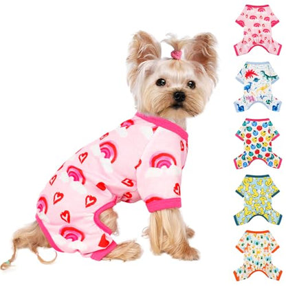 Dog Pajamas for Small Dogs, Soft Thin Pjs Jammies Cat Doggie, Summer Pet Cute Puppy Clothes Outfits Dogs Boy Girl(Red Heart, XS) - color: Red Heart, size: X-Small (Chest 11.8 in)