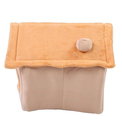 Cat Bed, All Season Comfort Removable Washable Cushion Foldable Cat Cave Bed, Indoor House with Anti Slip Base Chew Proof Design and Oxford Fabric for Cats and Dogs (Yellow)