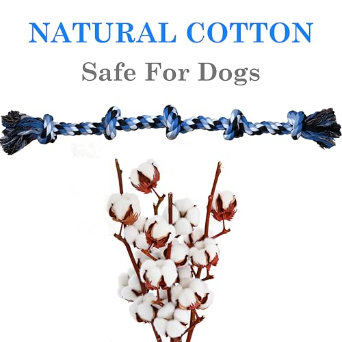 Dog Rope Toys for Large/Medium Aggressive Chewers,Tough Cotton Chew Toy,5 Knots 2.7Feet Indestructible,Knots Extra Tough Cotton Dog Ropes for Medium Large Dogs,Toy Teeth Cleaning