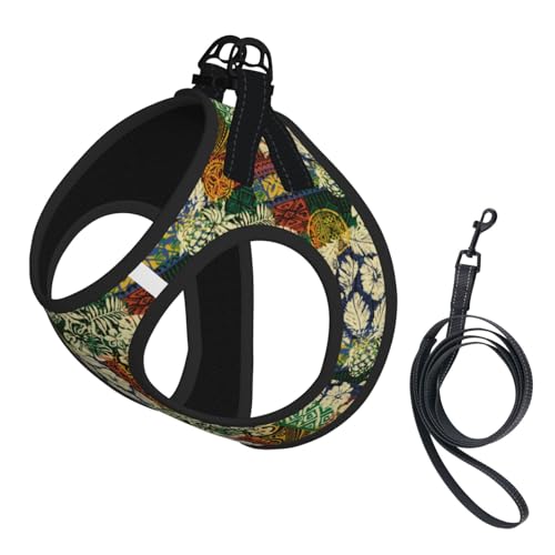 Hawaiian Tribal Elements and Hibiscus Dog Harness and Leash Set, No Pull Reflective Adjustable Soft Mesh Padded Pet Vest with Safety Buckle for Small Medium Dogs and Cats Small - color: Hawaiian Tribal Elements And Hibiscus, size: Small
