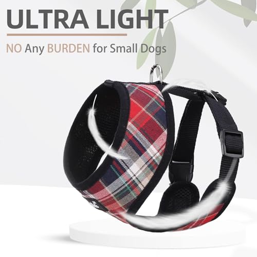 PUPTECK Soft Mesh Dog Harness and Leash Set Pet Puppy Cat Comfort Padded Vest No Pull Harnesses, Red Mixed, XS - color: Red Mixed, size: XS (NECK: 10", CHEST: 10"-14")