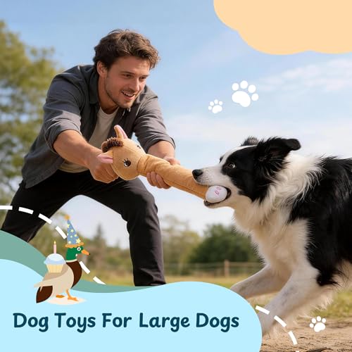 Nocciola Dog Squeak Toys 5pcs, Dog Toys to Keep Them Busy for Aggressive Chewers, Hide and Seek Crinkle Dog Toy for Large Dogs, Long Face Wild Animals Playground Series - style: 5Pcs