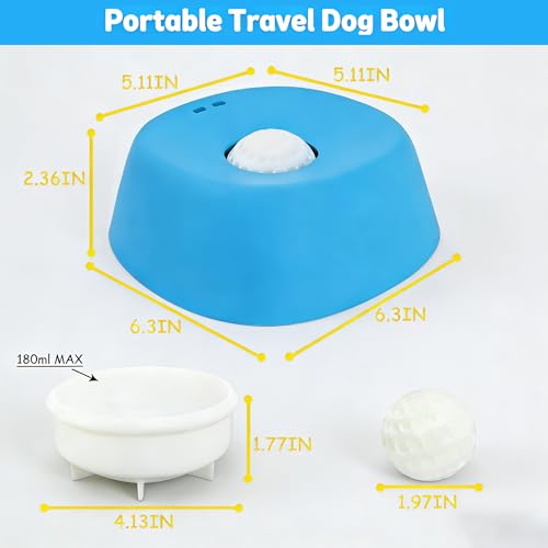 Slow Feeder Dog Bowl for Liquid Treats – Rolling Ball Dog Lick Bowl, Easy-Clean Puppy Lick Toy for Bone Broth, Yogurt & Post-op Nutrition, Best Used on Carpet or with Non-Slip Mat