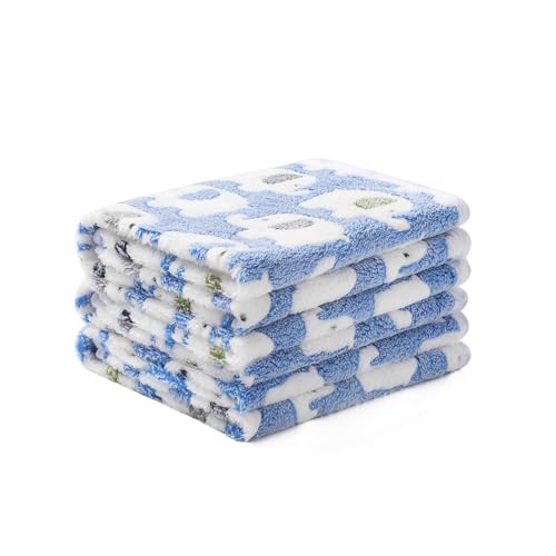 1 Pack 3 Blankets Super Soft Fluffy Premium Cute Elephant Pattern Pet Blanket Flannel Throw for Dog Puppy Cat Blue Medium(30x20 inch) - color: Blue, size: 30x20 inch (Pack of 3)