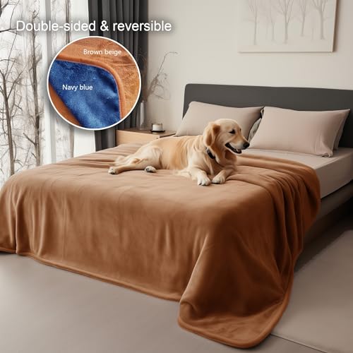 Waterproof Throw Blanket – Leakproof, Spill-Proof Flannel Blanket for Bed, Couch, Kids & Pets Protection, Reversible Water-Proof Design (Velvet Brown & Twilight Blue, 40x60) - color: Velvet Brown & Twilight Blue, size: Throw