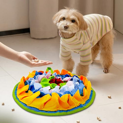 Slip-Free Dog Snuffle Mat, Dog Feeding Mat Slow Feeder with Hanging Ropeand Relieve Stress, Snuffle Mat for Dogs Rabbits Hamsters to Improve Digestion (Dense Flowers)