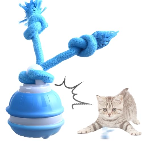 Dog Ball Toy Tail 2.0 Dog Toy, 2025 New Smart Interactive Cats Toys Ball, Squeaky Toy Electric Automatic Rolling Moving Pet Toy Balls with Rope for Cats and Medium Small Dogs Puppy (Blue, 1pcs) - color: Blue, size: 1pcs