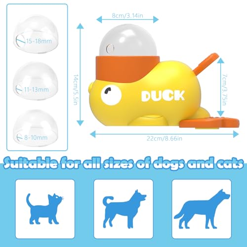 2 in 1 Dog Interactive Treat Dispenser Toy - Durable Food Puzzle Slow Feeder, Duck Shape Enrichment Toys with Button, Mentally Stimulating Toys for Dogs/Cats/Pets