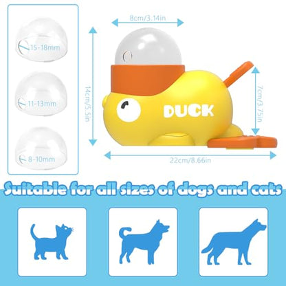 2 in 1 Dog Interactive Treat Dispenser Toy - Durable Food Puzzle Slow Feeder, Duck Shape Enrichment Toys with Button, Mentally Stimulating Toys for Dogs/Cats/Pets
