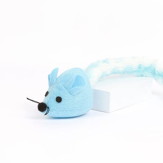 Catnip Mouse Toy, Long Tail Plush Mice for Cats, Interactive Hunting Toy for Indoor Cats, Colorful Soft Cat Toy with Catnip Inside (Blue) - color: Blue