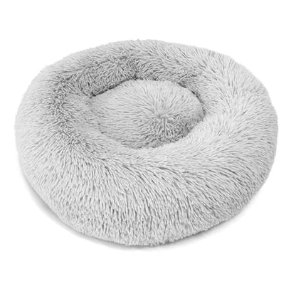 Dog Beds for Small Dogs Round Cat Beds for Indoor Cats Pet Bed for Puppy and Kitten with Slip-Resistant Bottom Plush Donut Cat Bed, Light Grey (XS-38cm Light Grey)
