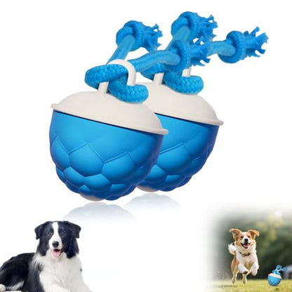 Interactive Dog Toys Touch Activated Bouncing & Jumping Dog Ball with Rope, Smart Automatic Rolling Toy, USB Rechargeable, Squeaky Doggie Toys to Keep Them Busy (2 Pack Blue) - color: 2 Pack Blue