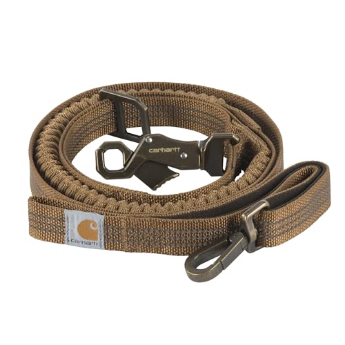 Carhartt Pet Durable Nylon Webbing Shock Absorbing Leash for Dogs, Reflective Stitching for Visibility, Carhartt Brown (Shock Absorbing), Large - color: Carhartt Brown