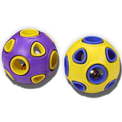 SCHITEC Dog Balls with Bell Sound, [2 Pack] Rubber Bouncy Fetch Ball for Medium Large Dogs, 3” Interactive Pet Chew Toys - size: Large 3"