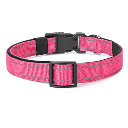 Reflective Dog Collar Padded with Soft Neoprene Breathable Quick Release Basic Dog Collars for Puppy Small Dogs Hot Pink - color: Hop Pink, size: XS:width 5/8"neck 8-10.5"