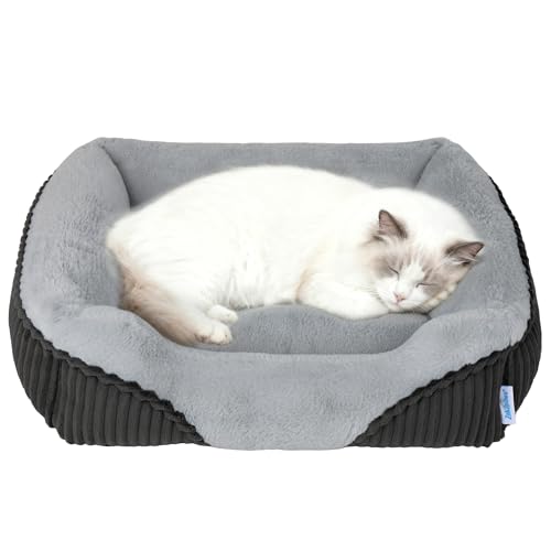 Washable Orthopedic Dog Bed - Soft Calming Pet Cuddler with Anti-Slip Bottom, Durable Plush Puppy Bed for Sleeping and Resting, Small(20"x19"x6") - color: Dark Grey, size: 20x19x6