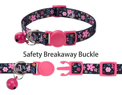 Cat Collar Breakaway with Bells, 3 Pack Girl Boy Pet Cat Collar with Bohemia Floral Tribal Geometric Patterns, Adjustable 7.5-12 Inch, with Safety Buckle for Kitten Cat(Set D) - color: Set D