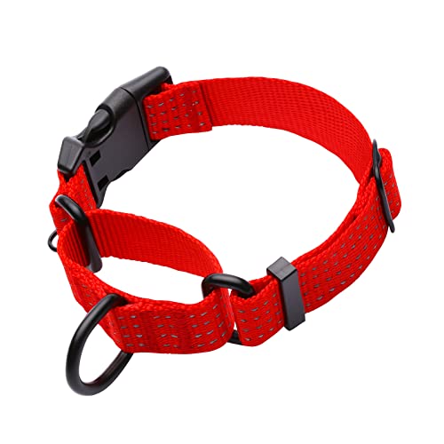 Martingale Collar for Training Dogs. Adjustable Reflective Dog Collars with Buckle- NO Pull-Prevents Slipping Out, for Medium Large XL Dogs. Helps with Strong pullers(M, red) - color: Red, size: M