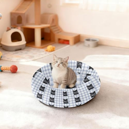 Pet Bed Cat Plaid Purple Print, 18" Small Dog Cuddler with Anti-Slip Bottom, Cute Pattern Round Sofa for Indoor Puppies & Kittens, All-Season Comfort - size: Small
