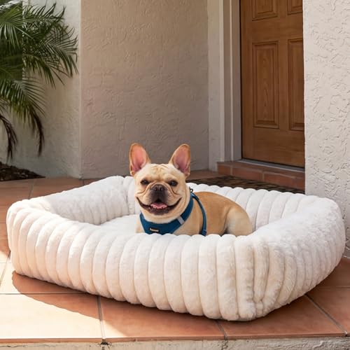 Dog Bed for Small Medium Size Dog, Washable Self Warming Dog Cat Beds for Indoor Cats Fluffy Rabbit Fur Pet Bed for Puppy and Kitten, Orthopedic Dog Cat Beds with Removable Cover & Anti-Slip Bottom - size: 28*22*8 inches