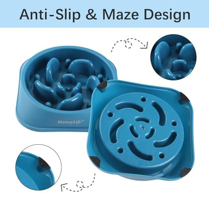 MateeyLife Slow Feeder Dog Bowls, Anti-Choking Puzzle Dog Food Bowls, Anti-Slip Interactive Feeding Slow Down Eating, Bloat Stop Maze Dishes for Medium Large Breeds DarkBlue - color: G-DarkBlue, size: Medium