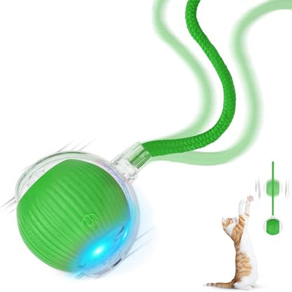 Goosheep 2025 New 1Pack Cat Ball Kitten Toys for Indoor Interactive Kitty Ball Toy Speedy Tail 360° Automatic Rolling for Dog, Cat(Green) - size: 1 Pack