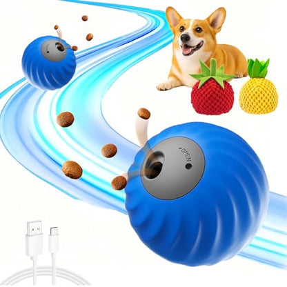 Interactive Dog Toys, Zoomie 2.0 Buddy, Treat Dispensing Dog Puzzle Toy, Dog Treat Ball, Durable Motion Activated Moving Dog Toy for Puppy Small Medium Large Dogs, USB Rechargeable - color: Snack-Blue