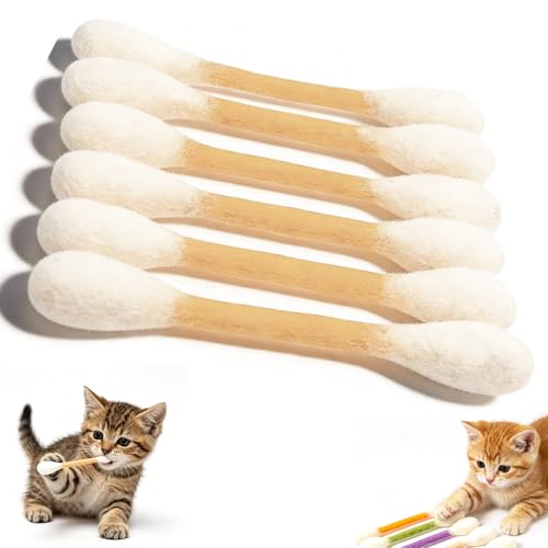Cotton Swabs Cat Toys with Catnip,6Pack Giant Kitten Chew Sticks for Indoor Boredom,Durable Big Kitten Chew Dental Teething Ropes,Big Interactive Felt Kitty Kicker Play Lover Gift Accessories (Yellow) - color: Yellow
