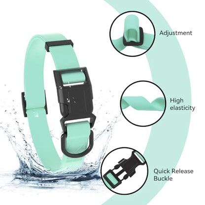 Waterproof Dog Collar, Easy to Clean Rubber Dog Collars with Quick Release Buckle Fits Small Medium or Large Dogs (Mint Green, L < 15.4-24.8 inch) - color: Mint Green, size: L (15.4-24.8 inch)