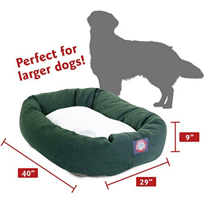 40 inch Green & Sherpa Bagel Dog Bed By Majestic Pet Products - color: Green