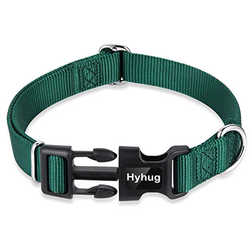 Medium Dog Collar:Heavy-Duty Quick-Release Nylon Buckle, Adjustable & Durable, Cute Dog Collar (Medium, Dark Green) - color: Dark Green, size: Medium