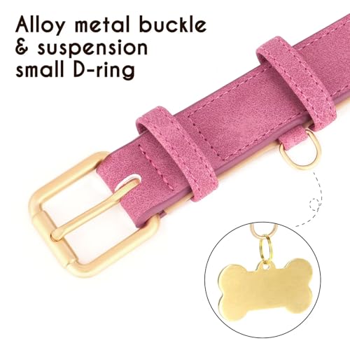 Didog Soft Padded PU Leather Dog Collar, Adjustable Dog Collars for Medium Dogs with Durable Metal Buckle and D Ring,Hot Pink,L - color: Hot pink, size: L: Fit Neck 13-17"(22-44lbs)