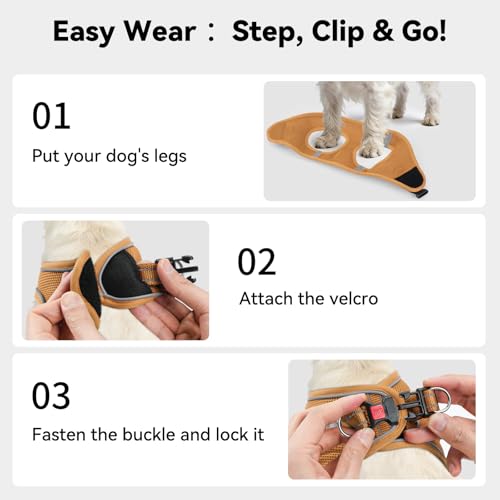 Joytale Small Dog Harness, Breathable Mesh Step-in Vest, Reflective Soft Padded Harnesses for Cats and Puppies Dogs, Brown, XXXS - color: Brown, size: XXXS--Chest: 10.5-12''