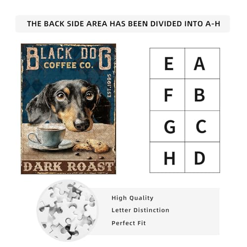 1000 Pieces Jigsaw Puzzles for Adults, Black Dog Coffee Co. Dark Roast Dachshund Art Puzzle, Stress Relief Concentration Training Brain Teaser Puzzle 29.5x19.7 Inch - color: Wooden Puzzle4, size: 1000 Piece pcs